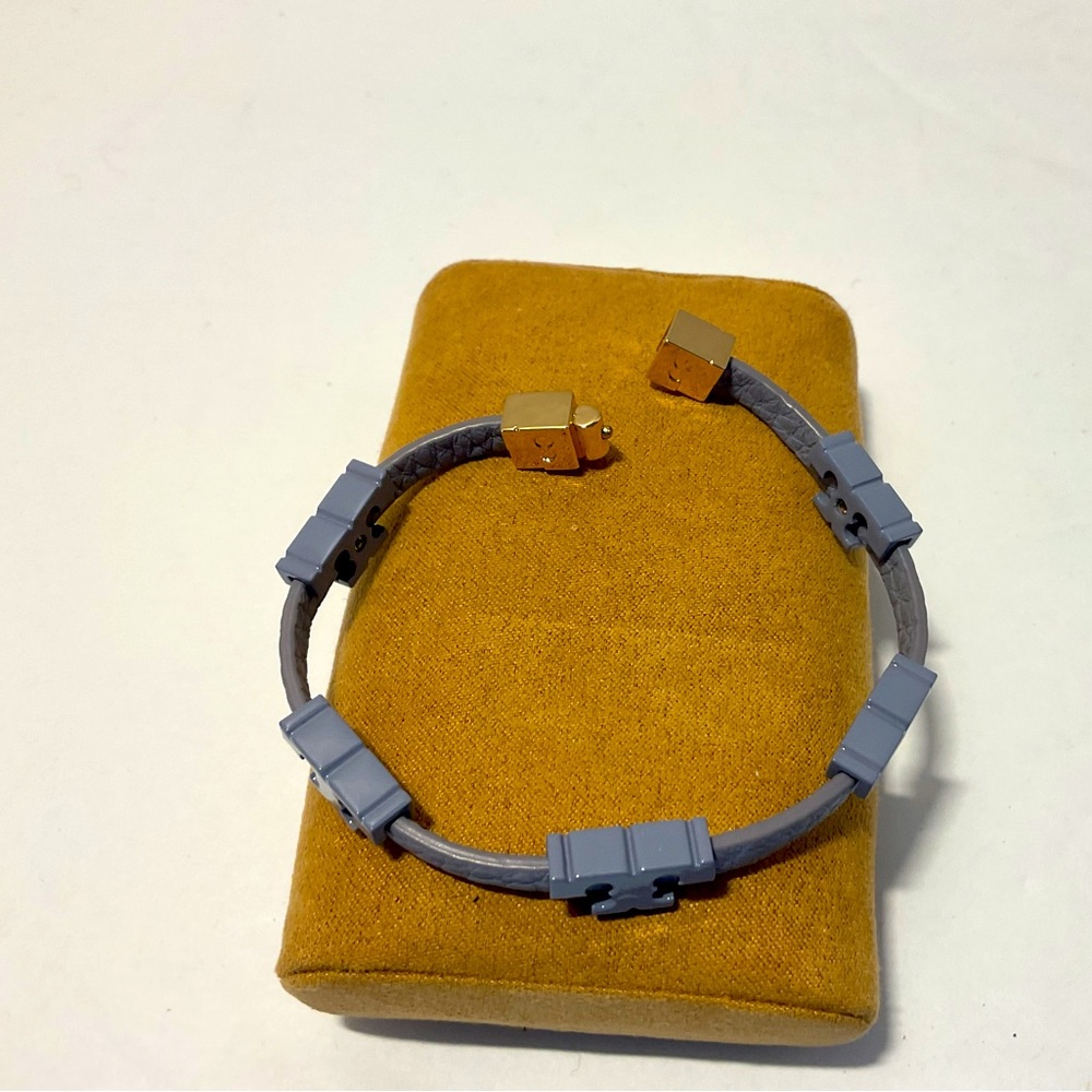 Tory Burch Serif T Stackable Powder Coated Bracelet Style 82701 Light Blue